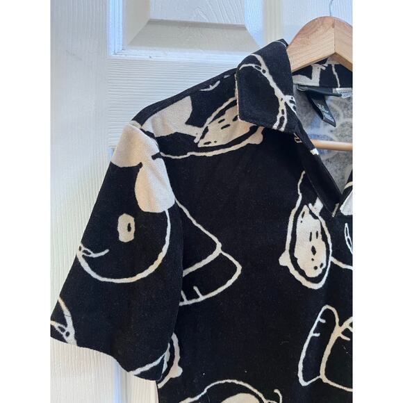 H&M Men’s Regular Fit Peanuts Snoop Print Terry Polo Shirt Size XS - Picture 4 of 10